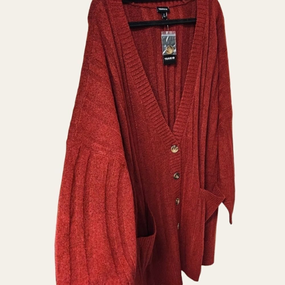 TORRID 4X Cashmere Vegan boyfriend cardigan v- neck sweater super soft NWT - Picture 8 of 15